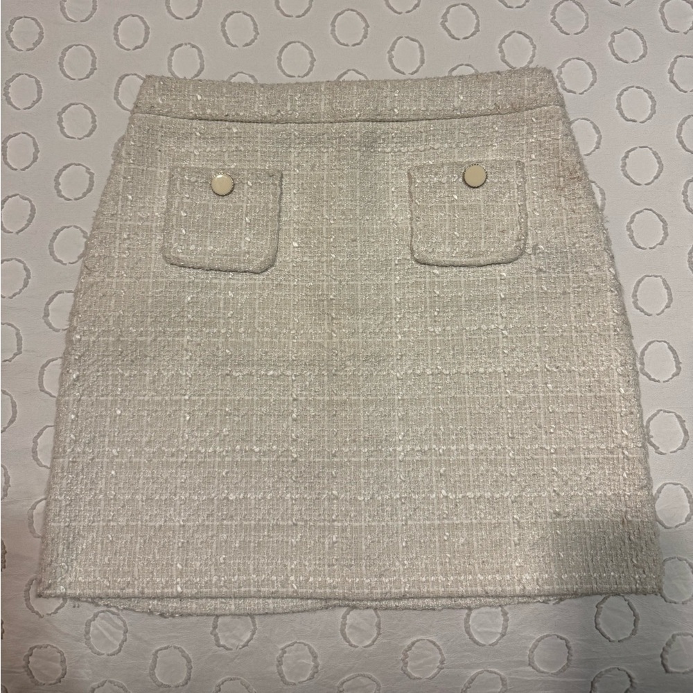 Great Condition - Maison D' Amelie Paris Ivory Tweed‎ Mini Skirt - Size 8